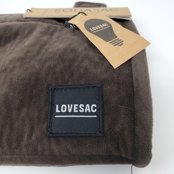 NWT LOVESAC SOFA COUCH ACCESSORY SODASAC BEVERAGE KEEPER BROWN VELOUR - Picture 2 of 14